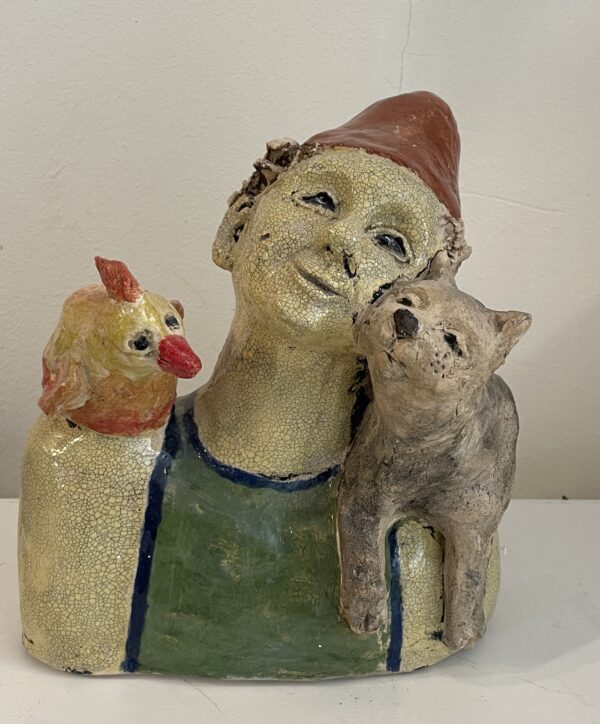 Clowntje met poes en vogel