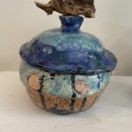 Blauwe pot met deksel